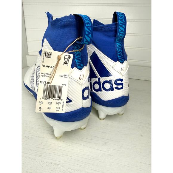 adidas Nasty 2.0 Football Cleats GV8307 White Blue Men’s US 15 New No Box